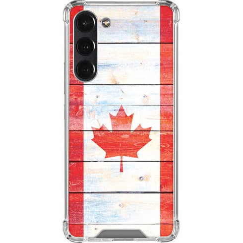 Canada Flag Light Wood Galaxy S23 Plus Clear Case